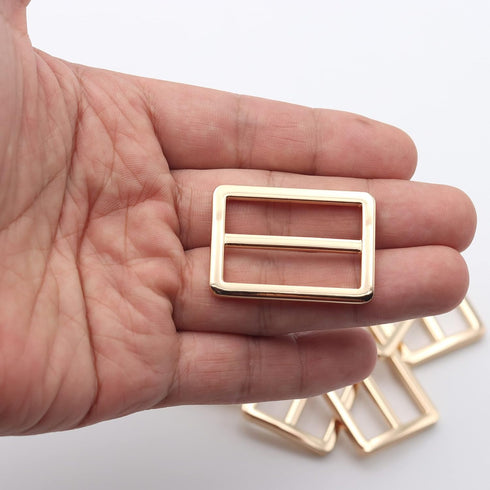 JWBIZ 8pcs Flat Metal Slide Buckle Belt Adjuster Sliders Tri Glide Strap Hardware Clasp (Gold, 1 1/4 Inch)...
