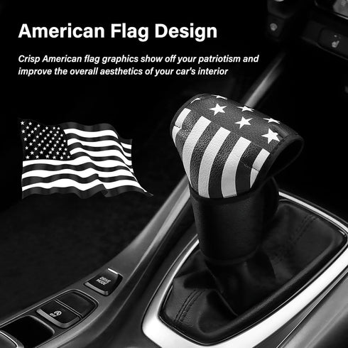 American Flag Car Gear Shift Cover,Leather Gear Shifter Cover for Car Decorations,Universal Stylish Stick Shift Cover Car Accessories Interior for...