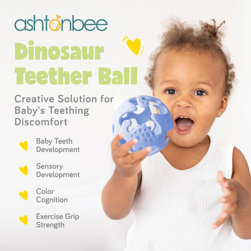 Dinosaur Teething Toys: Lightweight Soft Silicone Sensory Toys - Textured for Babies 0-18 Months - Easy to Clean, BPA-Free - Blueberry Blue...