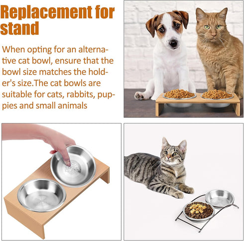 Stainless Steel Cat Bowls, Cat Food Bowls Whisker Friendly Shallow Cat Food Dish, Metal Basic Cat Bowls (3 PCS?6.2Inch)...
