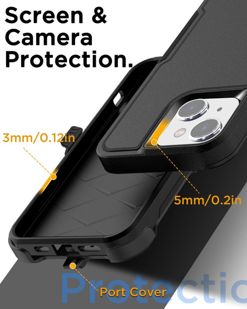 AICase for iPhone 15 Belt Clip Case with Glass Screen Protector,Heavy Duty Drop Protection Full Body Rugged Shockproof Military Protective Tough D...