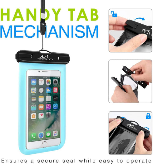 MoKo Waterproof Phone Pouch, Underwater Cellphone Case Bag with Lanyard Armband Compatible with iPhone 14 13 12 11 Pro Max X/Xr/Xs Max/SE 3, 8/7/6...