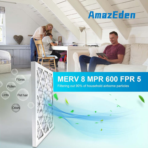 10x10x1 Air Filter MERV 8, 4 PACK AmazEden MPR 600 Pleated HVAC AC Furnace Dust Defense Air Filters Replacement (Exact Dimensions: 9.81x9.81x0.81 ...