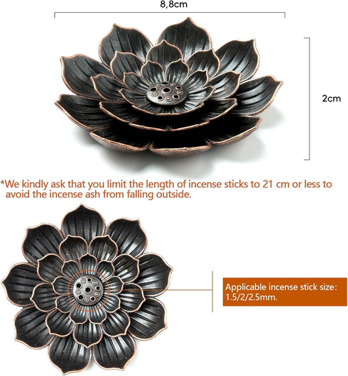 2 Pack Incense Burner, Incense Holder for Sticks, Brass Lotus Incense Stick Holder...