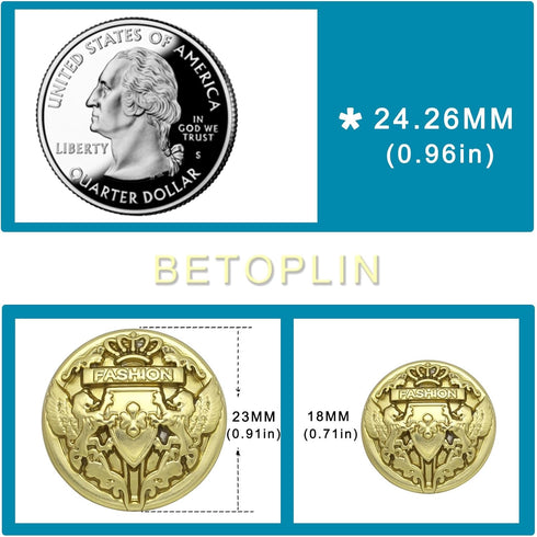 14 Pieces Gold Blazer Buttons, Crown Lion Metal Shank Blazer Buttons Set for Sewing Coats Suits Blazers...