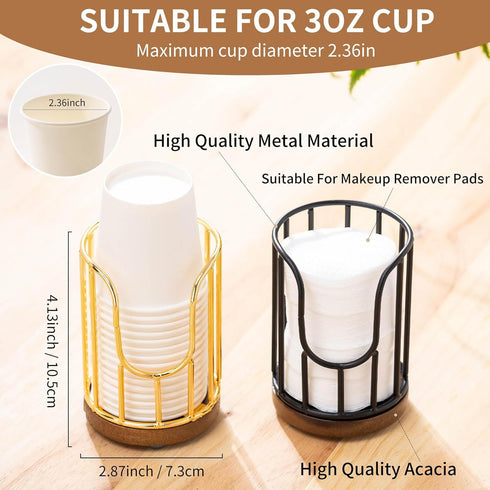 Bathroom Cup Dispenser with Acacia Wood Stand - Essential Bathroom Accessories for Toothbrush Holders & Mouthwash Cup Dispenser on Vanity Countert...