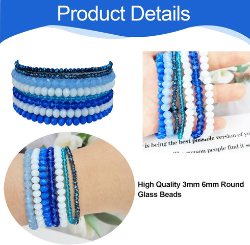 YBMYCM 22-60PCS 8mm Gemstones Beaded Bracelets Round Bead Crystal Bracelets for Women,Elastic Stretch Adjustable Bracelet Unisex...