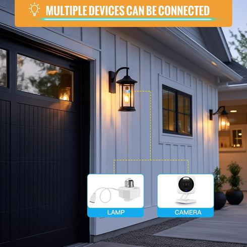 E26 Socket USB Adapter 5V 1.5A, Charger AC110~240V to USB 5V 1.5A for use with Smart Cameras, Battery Cameras, Smart Home Devices, Bluetooth Speak...