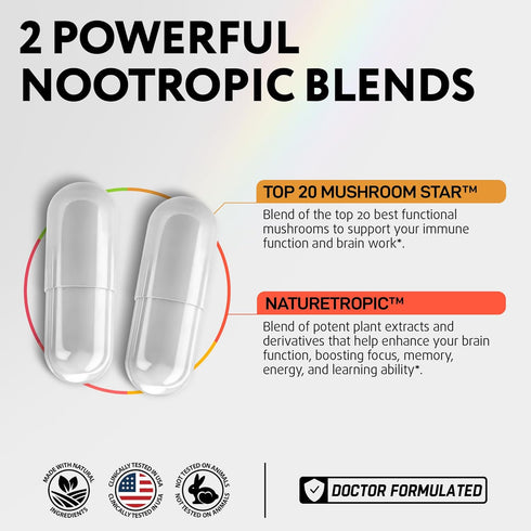 Kava Kava Root Cordyceps Lions Mane Reishi Mushroom Supplement - Nootropic Mushrooms Capsules with Kava Kava Extract, Mushroom Vitamins for Women,...