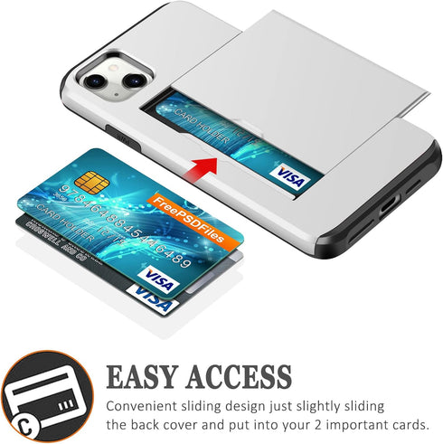 SAMONPOW Compatible with iPhone 13 Case with Card Holder Dual Layer Hybrid Wallet Case Heavy Duty Protection Shockproof 13 Case for Women Men Anti...