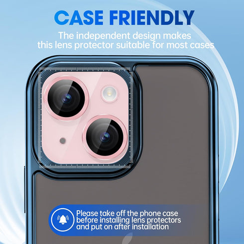 Xfilm Camera Lens Protector Compatible for iPhone 15/15 Plus, Individual Metal Ring 9H Hardness Scratchproof Protector, Stylish Accessories, Case ...