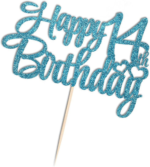 Blue flash 14th birthday cake topper ? happy 14th birthday cake topper?14th birthday party cake decorations...