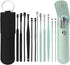 12 Pcs Ear Pick Earwax Removal Kit, Ear Wax Removal Tool, Stainless Steel Earwax Removal Tool with Leather Storage Box (Black+Green)...