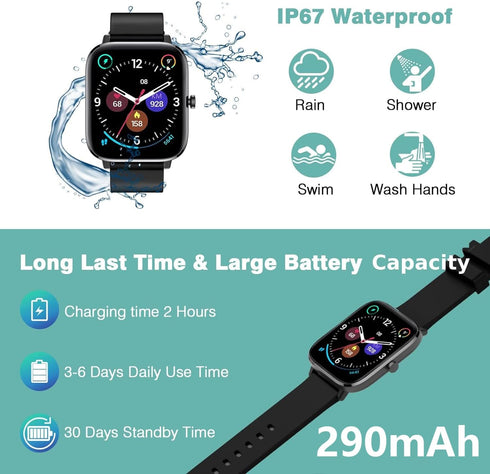 Smart Watch Full Touch Smart Watches for Android iOS Phones Compatible (Answer/Make Call) Smart Fitness Tracker Watch for Women Man Waterproof Sma...