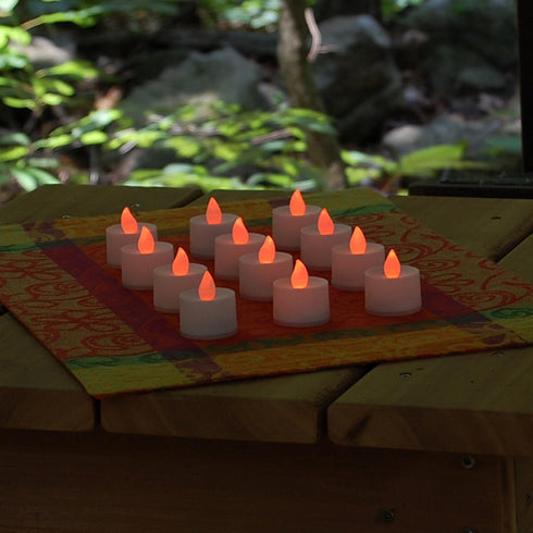 LumaBase Battery Operated Tea Light Candles, Green - Set of 12...