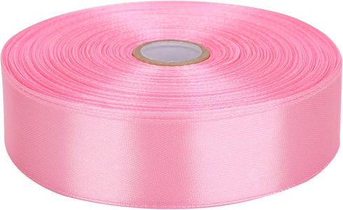 1 inch Pink Satin Ribbon 50 Yards Solid Fabric Ribbons Roll for Wedding Invitations, Bridal Bouquets, Sewing, Party Decorations, Gift Wrapping and...