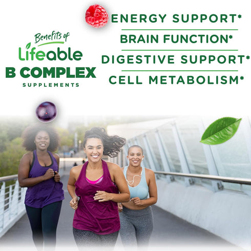 Lifeable Vitamin B Complex Gummies for Adults | with Vitamin C | Great Tasting Vitamin B Gummies | for Energy and Nerve System | Vegan B Complex V...