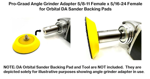 54040 Stainless Steel Angle Grinder Adapter 5/8-11 Female x 5/16-24 Female, Arbor Adapter compatible for use with 5/16”-24 Threaded DA Backer Pads...