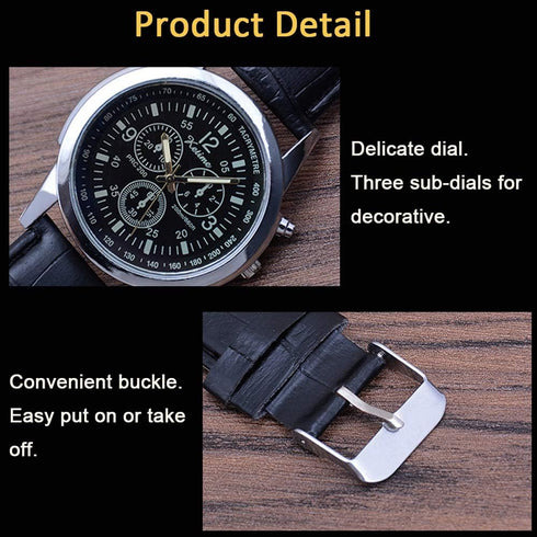 JewelryWe Business Casual Men's Quartz Wrist Watch Dial Leather Strap Watches for Christmas...