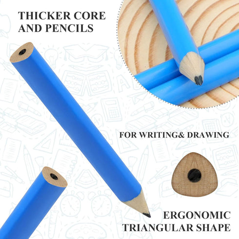 3.5 Inch Short Triangular Fat Pencils for Preschoolers Toddlers Kindergarten, Mini Wood Triangular Pencils for Kids Writing and Drawing(Pack of 7,...