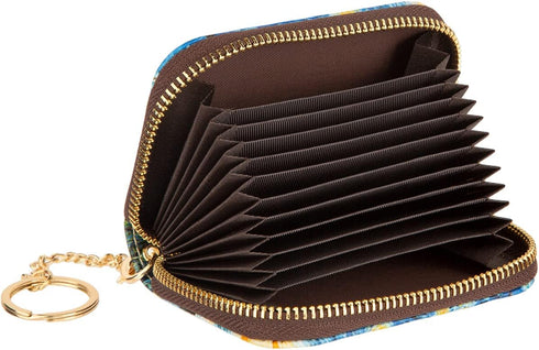 Credit Card Wallet, Zipper Leather Card Cases Holder for Men Women, RFID Blocking, Keychain Wallet (Small Bee)...