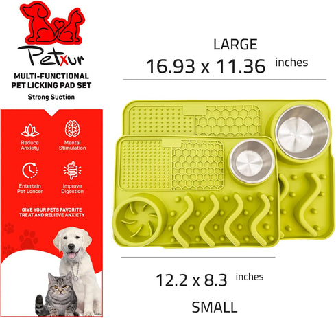 Small Size Dog Slow Feeder Mat, Lick Mat - All in One Slow Feeding Food Bowl, Anxiety Relief, Spillproof, Wet Food, Puzzle mat, Non Toxic Silicone...