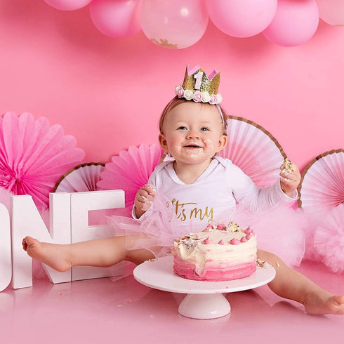 Birthday Decoration Set-Baby Partyr Crown, Girl/Boy 2 st Birthday Party Hat Princess Tiara Hat Includes Cake Topper Two "I Am Two" and Star Banner...