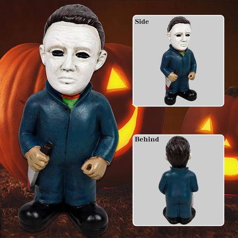 Horror Movie Garden Gnomes Statue Michael Myers Action Figure Collectibles Jason Freddy Nightmare Figurines Halloween Lawn Outdoor Decor (A.Michae...