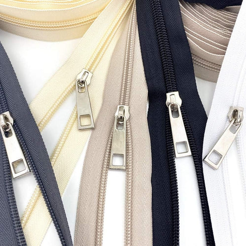 Zipper Roll by Yard #5 Bulk 10 Yards Nylon Zipper with 10pcs Sliver Sliders and 10pcs Colorfull Sliders for DIY Sewing Craft Projects (Black)...