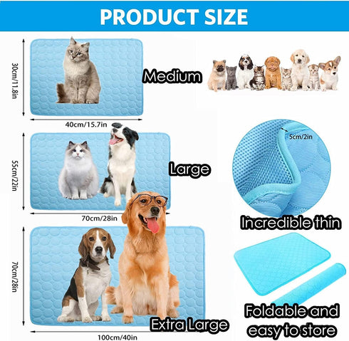 Dog Cooling Mat, Pet Cooling Mat for Dogs Cooling Blanket for Dogs Dog Cooling Pad for Kennels, Crates, Cars, Indoor & Outdoor Ice Silk Cooling Ma...
