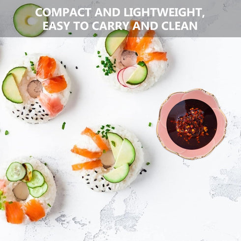 Luxshiny Appetizer Dish Bowl Utensil Set 2pcs Ceramic Bowl, Gold Rim Bowls Flower Appetizer Plates Dipping Bowls for Home Kitchen () Japanese Deco...