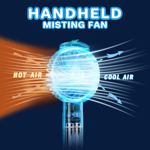 Portable Handheld Fan, Battery Powered Handheld Mini Misting Fan Desk Fan, 5 Speeds Digital Display, Personal Cooling Water Spray Small Fan Gift f...