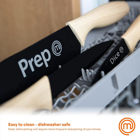 MasterChef Knife Set of 3 Kitchen Knives for Cooking (Chef, Paring & Utility), Professional Sharp Stainless Steel, Non Stick Blades & Soft Touch H...