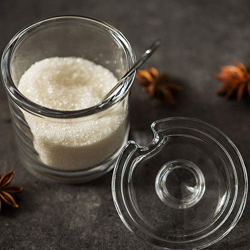 Vencer Sugar Bowl Clear Glass With Lid and Stainless Steel Sugar Serving Spoon, 6.3 Ounces (180 ML),Sugar Canister, Sugar Dispenser, VFO-027...