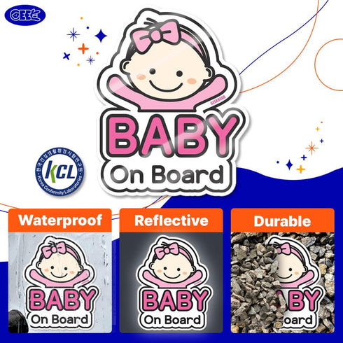 GEEKBEAR Baby on Board Car Sticker - Character Design, Reflective, Weather-Resistant (08. Afro-American Girl)...