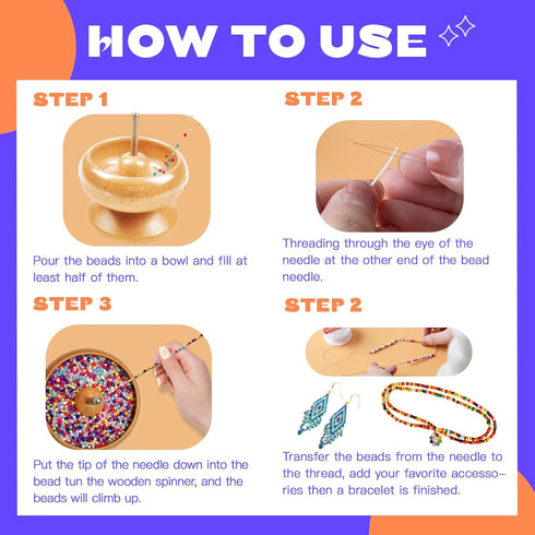 hobbyworker Bead Spinner, for Jewelry Bracelet Making, Seed Beads, Waist Beads Kit Line Quick Beading Tool (3 Trays 1 Bead Plugs)...