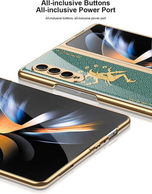 SHIEID Z Fold 4 Case, Galaxy Z Fold 4 Case Ultra-Thin Tempered Glass Phone Case Protective Cover for Samsung Galaxy Z Fold 4 Fashion Electroplated...