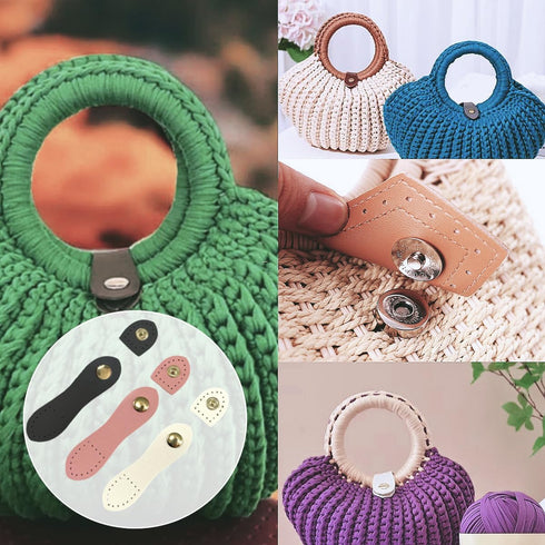 10 Sets Leather Snap Buckles Leather Tab Closure, Sew On Leather Tab Closures Buckles Fasteners for Handbags Shoulder Bags Purses DIY Craft Sewing...