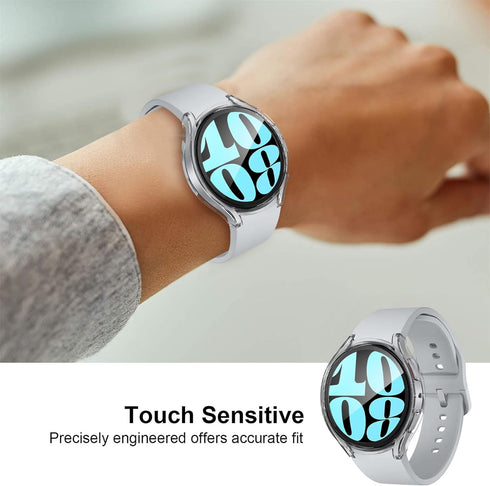 Suoman 2-Pack for Samsung Galaxy Watch 6 44mm Waterproof Screen Protector Case,Around Protective Tempered Glass Film PC Screen Protector Cover for...