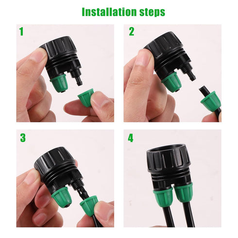 Garden Hose Adapter 3/4 to 1/4 Inch 2 Way Drip Irrigation Tubing Connectors Lock Barbed design 3/4 US Standard GHT Thread 5 Pack (2 -Way to 1/4" P...