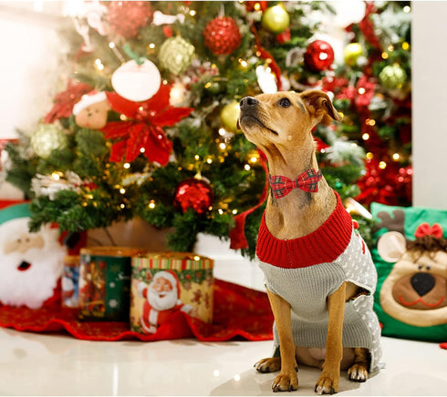Lionheart glory Christmas Dog Bow Collar Plaid Bow Dog Collar Girl or Boy Dog Bow Tie Collar Pet Gift Adjustable Dog Collar for Small Dog...