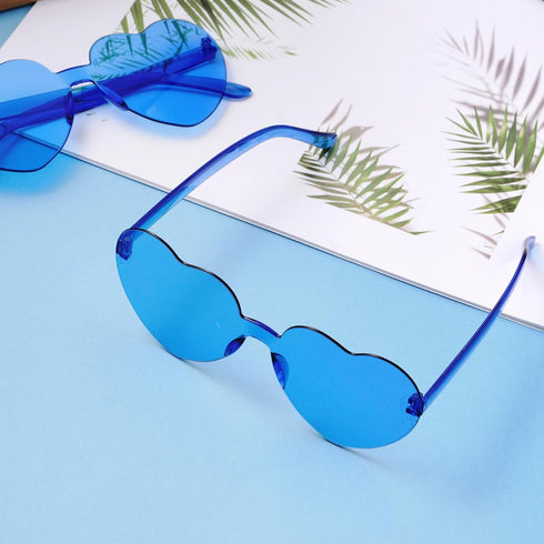 10 Pcs Heart Shape Sunglasses Frameless Transparent Glasses Party Favors for Women...