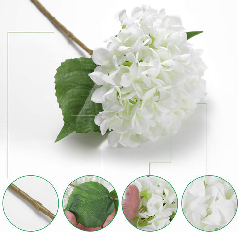 5 Pcs Artificial Silk Hydrangeas Flowers 18'' Bouquet Arrangement, for Home Decor, Wedding, Office, Room, Hotel, Event, Party Decoration (White)...
