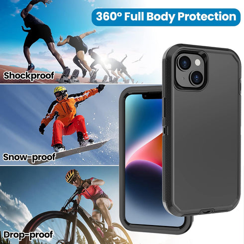 Annymall for iPhone 14 Case with 2 Screen Protector, Heavy Duty Shockproof Dropproof Dust Proof Full Body Rugged 3-Layer Military Tough Durable Pr...