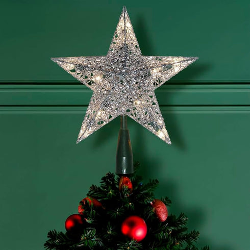 Kurt Adler UL0131S 10-Light Silver Wire Treetop, 9-Inch...