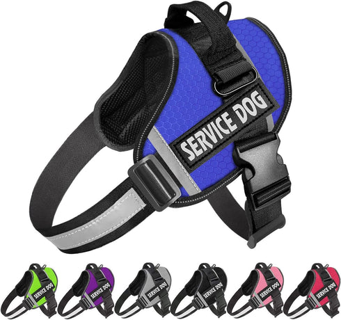 Dog Harness,No-Pull Service Dog Harness with Handle Adjustable Outdoor Pet Dog Vest 3M Reflective Nylon Material Vest for Breeds,Easy Control for ...