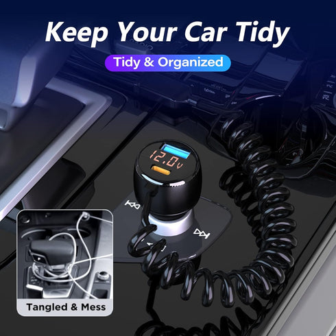 66W High-Speed Car Charger - 5-Port Fast Charging Hub with PD & QC3.0, Universal Compatibility for iPhone 15/14/13/12/11, Samsung Galaxy S23/S22/S...