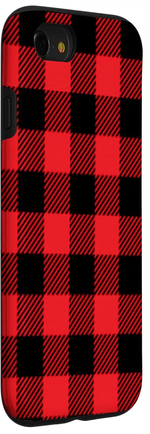 iPhone SE (2020) / 7 / 8 Red Black Buffalo Plaid Lumberjack Case...