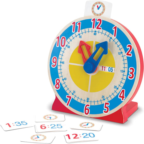 Melissa & Doug Turn & Tell Wooden Clock - Educational Toy With 12+ Reversible Time Cards...