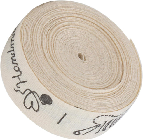 5 Yards Present Cotton Ribbon, 1.5cm Width Cotton Hand Made Fonts Ribbon Gift Present Package Supply Clothing Label for Craft Gift Wrapping Hair B...